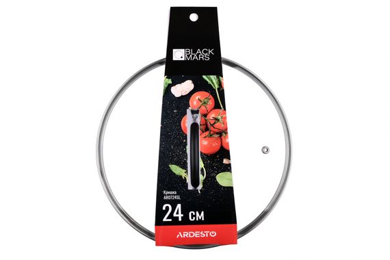 Крышка Ardesto Black Mars 24 см, стекло, нержавеющая сталь, силикон (AR0724SL) | Зображення 1