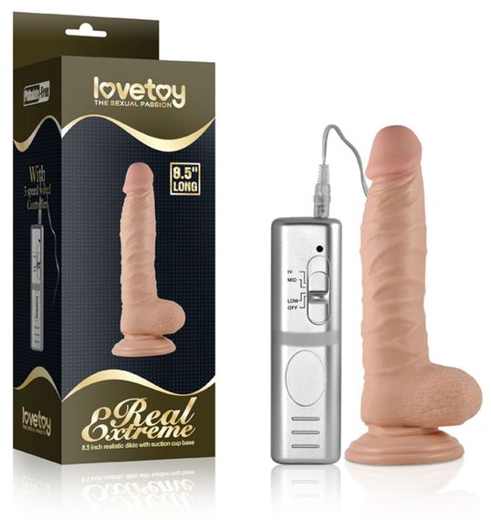 Вібратор на присосці 8.5 Real Extreme Vibrating Dildo Flesh Sex Aura