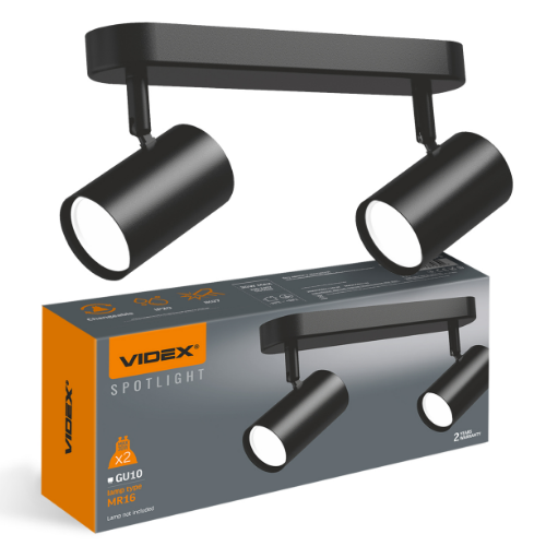 Світильник VIDEX під лампу 2xGU10 накладний поворотний VL-SPF05B-BPB