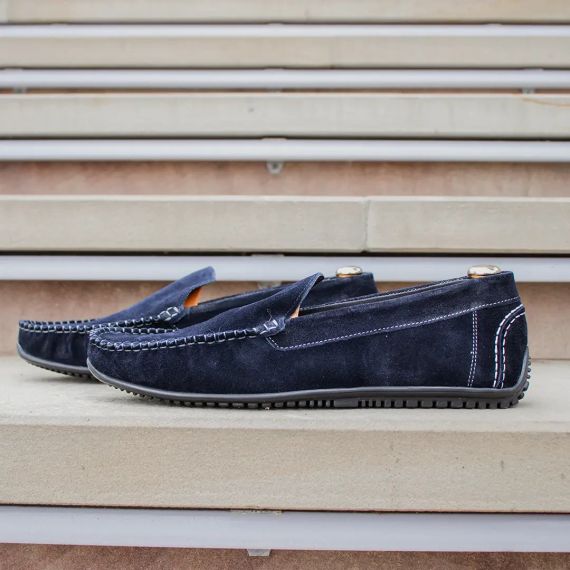 Синие мужские мокасины из натуральной замши 41 размер | Зображення 3