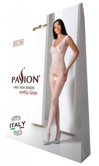 Бодістокінг з крилами Passion BS098 One Size, white, середня сітка, відкритий доступ | Зображення 5