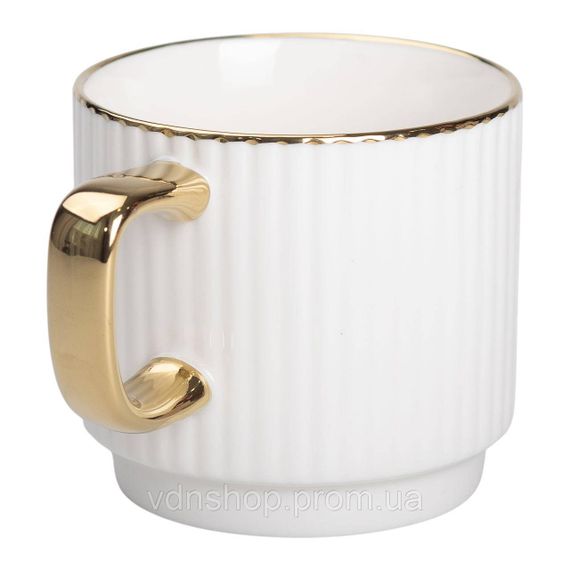 Чашка порцелянова із золотим обідком і золотою ручкою 300 (мл) Біла RX-N231129W | Зображення 1