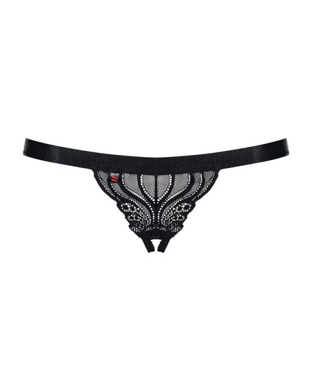 Мереживні танги з доступом Obsessive 828-THC-1 crotchless thong, чорні, S/M | Зображення 4
