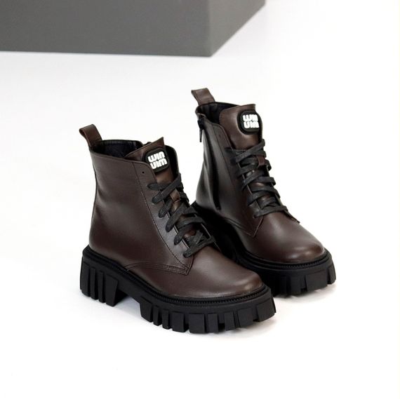 Шоколадні зимові черевики берці натуральна шкіра актуальный дизайн | Зображення 1