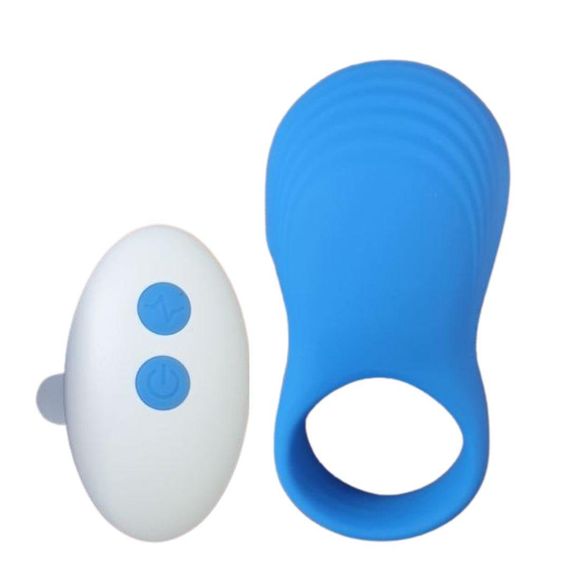 Ерекційне віброкільце Sweet Em з пультом, синій, 8.5 х 4.5 см Sex Aura