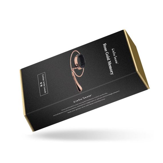 Широкий нашийник з повідцем Liebe Seele Rose Gold Memory Collar with Leash, натуральна шкіра Sex Aura | Зображення 9