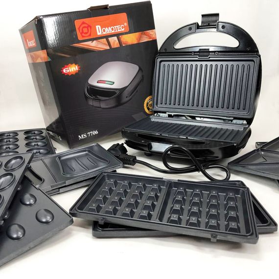 Мультипекар 6в1 зі знімними формами Domotec MS-7706, сендвічниця 4в1, домашній гриль для шаурми | Зображення 8
