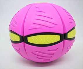 Складаний ігровий м'ячик фрісбі рожевий Flat Ball Disc м'яч трансформер літаюча тарілка світиться з 6 LED