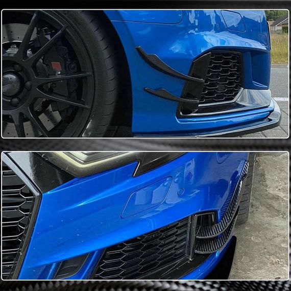 Накладки на передній бампер V2 (для RS3 SD 2017-2020, Карбон) для Ауди A3 рр | Зображення 4