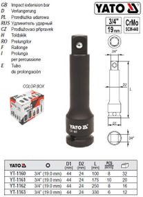Подовжувач YATO Польща подовжувач ударний 3/4" l=100 YT-1160