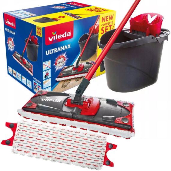 🧼 Набір для прибирання Vileda Ultramax Mop Box: швабра + відро з віджимом (оригінал) | Зображення 1