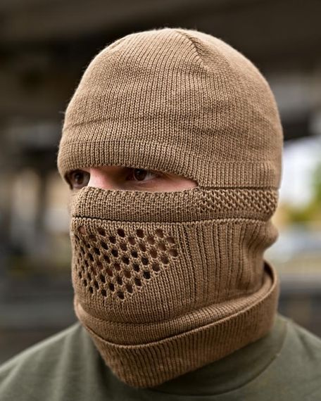 Шапка балаклава в'язана військова підшоломник тактичний для маскування головний убір від холоду та вітру | Зображення 1