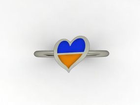 Кольцо из родированого серебра с эмалью 18