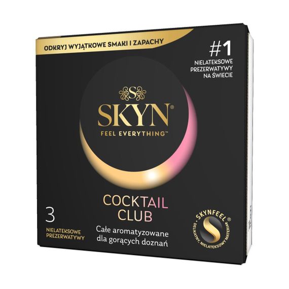 Презервативи SKYN Cocktail Club 3 шт., смаки Pina Colada, Cherry Sunrise і Passion Daiquiri Sex Aura