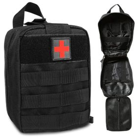 Тактическая аптечка на системе Molle (20х15х8 см), A87, Черная / Аптечный подсумок