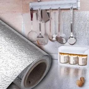 Фольга для кухонних поверхонь водонепроникна самоклеюча 4х0.6м см Срібло