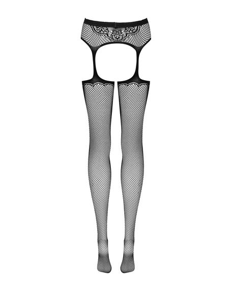 Сітчасті панчохи-стокінги з візерунком на сідницях Obsessive Garter stockings S232 S/M/L, чорні, імі | Зображення 5
