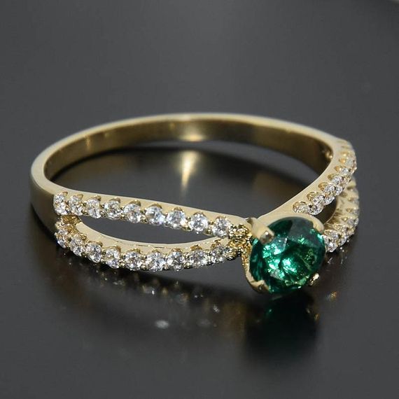 Кольцо из желтого золота с фианитами 16.5 | Зображення 3