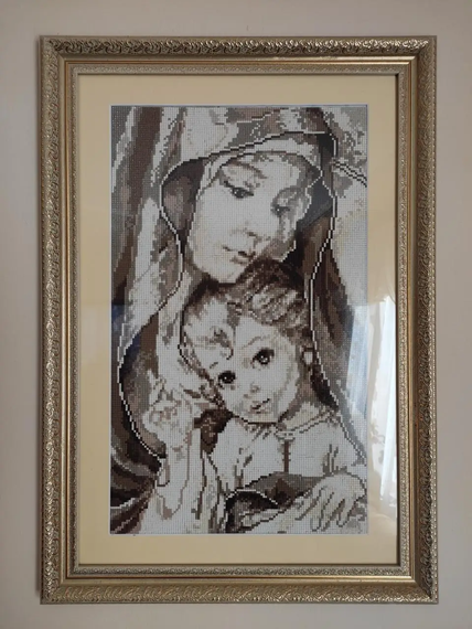 Алмазная мозаика Икона Богородица с Иисусом сепия 30х50 см ColorArt TP900 | Зображення 5