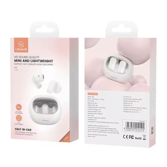 Бездротові навушники Usams US-TD22 TWS Earbuds - TD Series BT5.3 white | Зображення 6