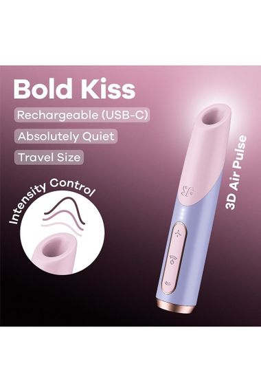 Миниатюрный вакуумный стимулятор клитора Satisfyer Bold Kiss розово-сиреневый Sex Aura | Зображення 4