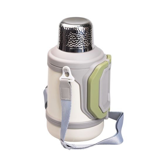 Термос Vacuum Cup 1.5 літра з ремінцем і складною ручкою білий HP-14-21W | Зображення 1