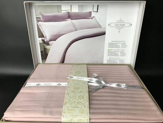 Постельное белье Belizza Line pembe Сатин-страйп Хлопок Евро размер