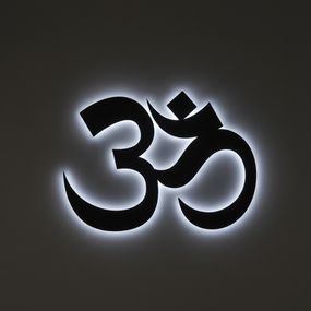 Панно декоративная картина на стену Знак Ом LED подсветка 400х300 acr-p000244