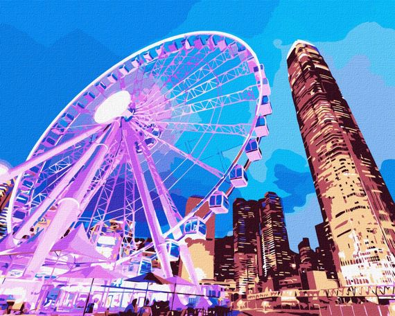 Картина по номерам "Ночной Гонконг" Идейка KHO3612 40х50см