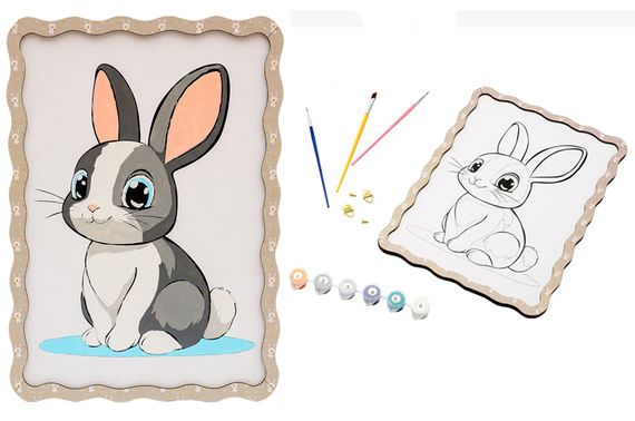 Картина по номерах "Кролик" дерев'яна, формат А4 Puz-22944 PuzzleOk