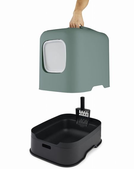 Туалет-будиночок для котів Rotho Biala 40052, закритий, з дверцятами та фільтром, м'ятний | Зображення 2