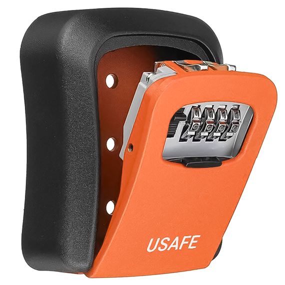 Антивандальний зовнішній міні сейф для ключів uSafe KS-03, з кодовим замком, настінний, Помаранчевий