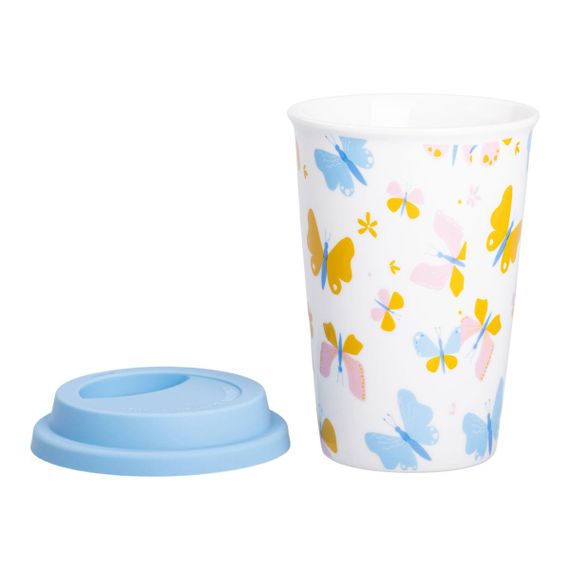 Фарфоровый стакан с силиконовой крышкой и отверстием для трубочки 420 мл Белый RX-N240546W | Зображення 2