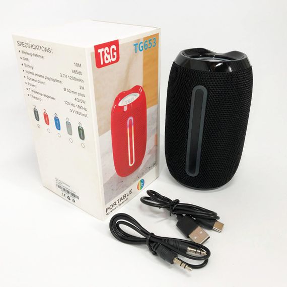 Портативная Bluetooth-колонка TG653 USB с ремешком. AQ-873 Цвет: черный | Зображення 7