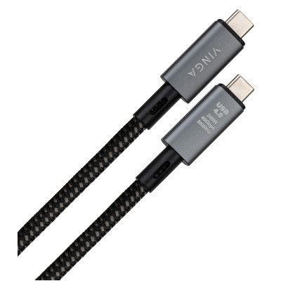 Дата кабель USB-C to USB-C 0.8m USB4 240W 40GBps 8K60Hz Nylon Vinga (VCPDCU4) | Зображення 1