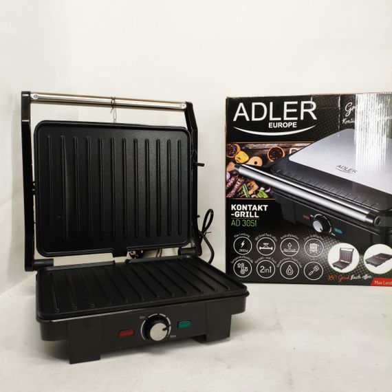 Електричний барбекю для стейків і м'яса Adler AD 3051 2800Вт, Настільний контактний електрогриль ND-24 | Зображення 3