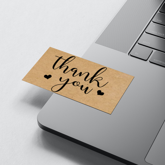 Крафт этикетка с печатью "Thank You" 40x25 мм, 250 шт/рулон, Viskom | Зображення 3