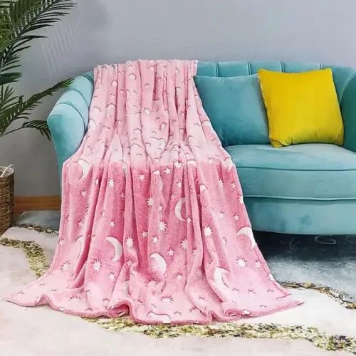 М'яка ковдра-плед зоряне небо 100х150 см Світиться в темряві Magic Blanket Рожеве | Зображення 1