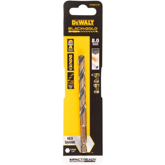 Свердло по металу 8мм EXTREME IMPACT Black & Gold DeWALT DT20612