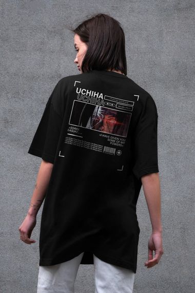 Оверсайз футболка з принтом Without Uchiha Black | Зображення 2