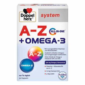 Вітаміни Doppelherz A-Z + Омега-3 — комплекс для імунітету, енергії та здоров’я серця, Німеччина