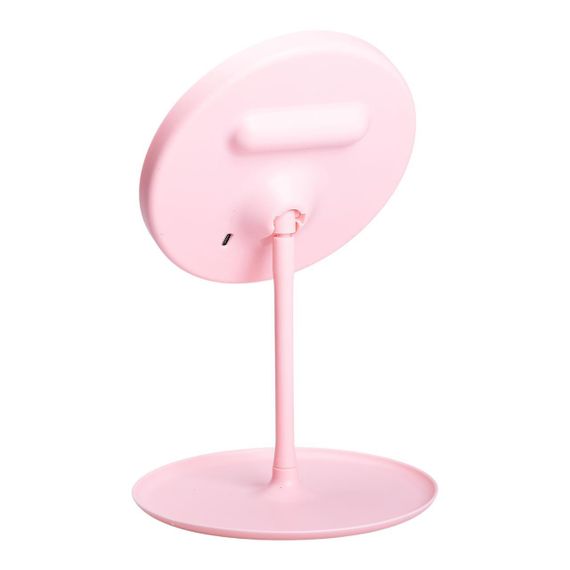 Зеркало с подсветкой круглое настольное косметическое Ø15.3 см зеркало для макияжа косметическое Розовое | Зображення 4