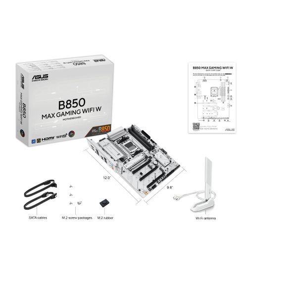 Материнcька плата ASUS B850 MAX GAMING WIFI W sAM5 B850 4xDDR5 M.2 HDMI DP WiFi BT ATX білий 90MB1M10-M0EAY0 | Зображення 7