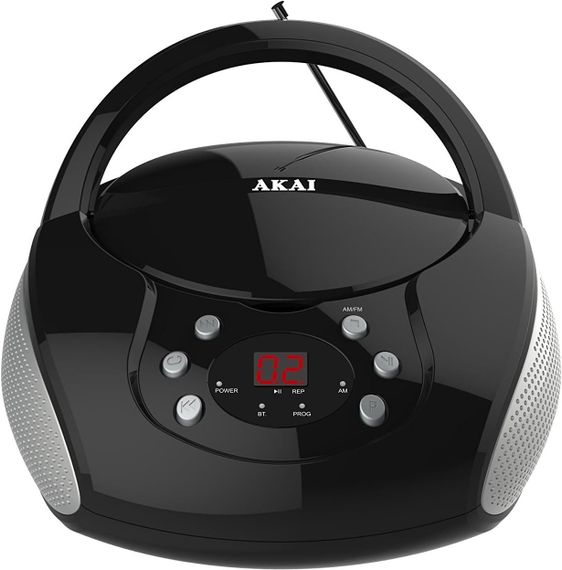 CD-проигрыватель Akai CD108BT с AUX-входом, радио AM, FM, питание от батареек и сети, Bluetooth, CD-R, CD-RW