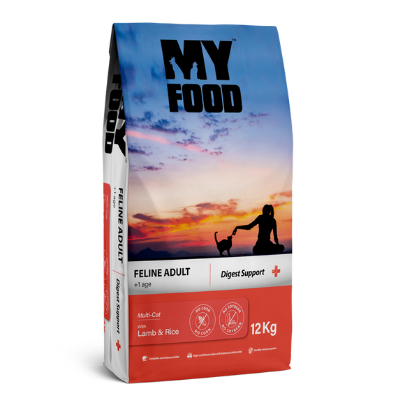 Сухий Корм Myfood Суперпреміум для дорослих котів з Ягням та Рисом 12 кг