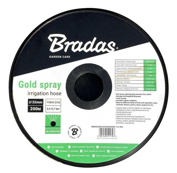 Стрічка зрошувальна Bradas 40мм/30-300мм/2,5-4,0м/102л/рік/200м GOLD SPRAY DSTGS403030-102-200