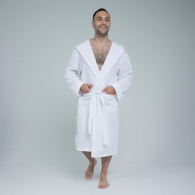 Мужской халат без капюшона «Lelit»,Вафельная,Белый, размер S-M и L-XL.