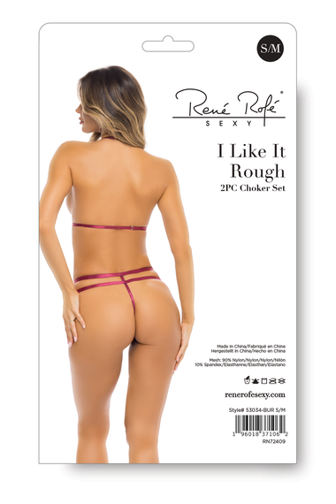 Комплект білизни I LIKE IT ROUGH 2PC CHOKER SET BURGUNDY, S/M | Зображення 3