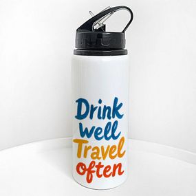Пляшка для води з трубочкою Drink well. Travel often 600 мл (PLV_25A018)