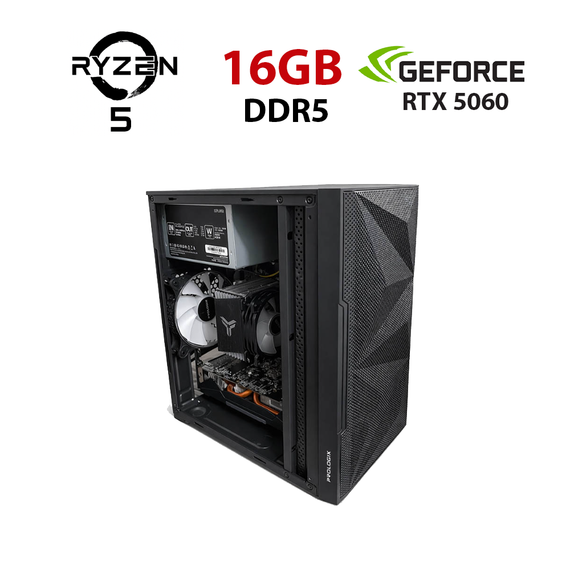 Ігровий ПК STALKER Tower / AMD Ryzen 5 8400F (6 (12) ядер по 4,2 - 4,7 ГГц) / 16 ГБ DDR5 / 256 ГБ SSD + 1000 ГБ HDD / nVidia GeForce RTX 5060, 8 ГБ GDDR7, 128-біт б/в